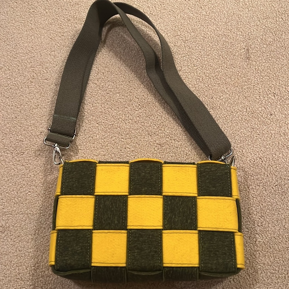 Italian Crossbody Woven Wool Two-Tone Bag